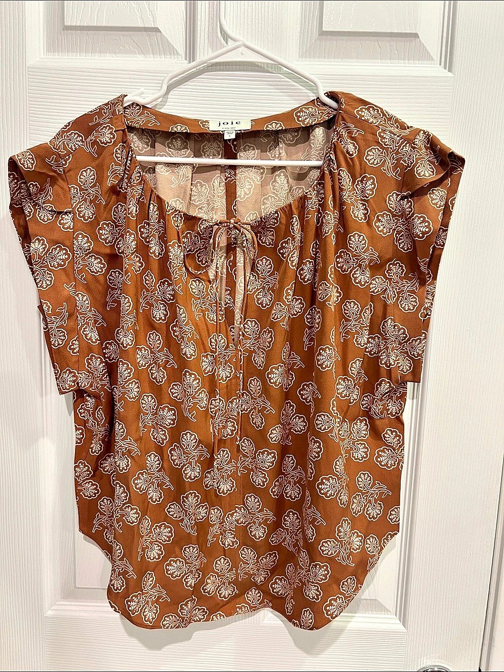 joie Floral Blouse in Brown & White Size Small Like New